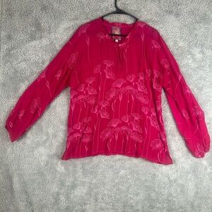 Johnny Was Daisy Arianda Embroidered Pink Blouse Women’s, Size M